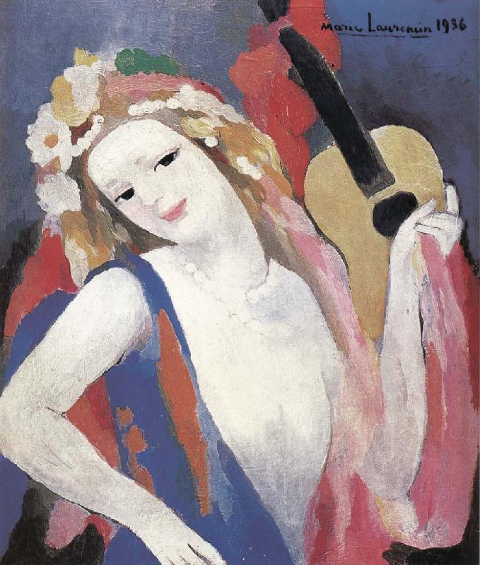 Marie Laurencin Portrait of gril holding the guitar